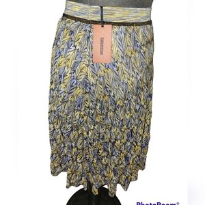 NWT Missoni Luxury High Fashion Midi Skirt in Insightful and Yellow sz 6